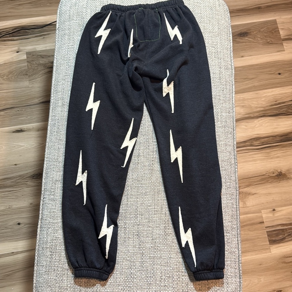 Aviator Nation Bolt Repeat Sweatpants Black//White Bolt Patches Women’s Medium - Picture 2 of 4